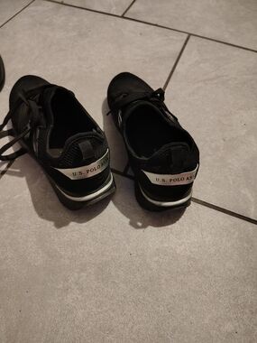 U.S. Polo Assn. Black Athletic Sneakers with White Heel Accent